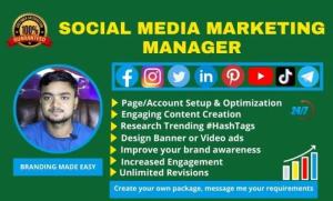 I will be your social media marketing manager and content creator