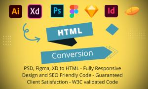 I will convert PSD to html, figma to html CSS responsive bootstrap