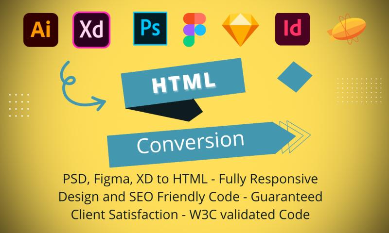 I will convert PSD to html, figma to html CSS responsive bootstrap