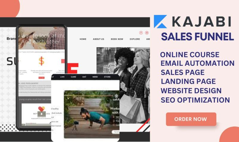 I will kajabi website design, kajabi online course, kajabi sales funnel, landing page