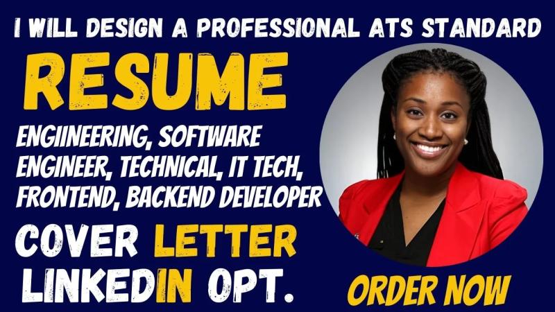 I will design engineering, software, IT tech, frontend, backend developer and tech resume