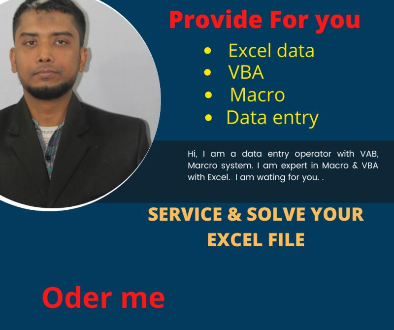 I will provide your excel data, macros, vba, formulas