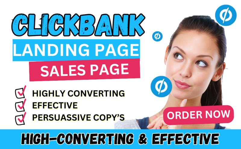 I will do clickbank affiliate marketing sales funnel, landing page