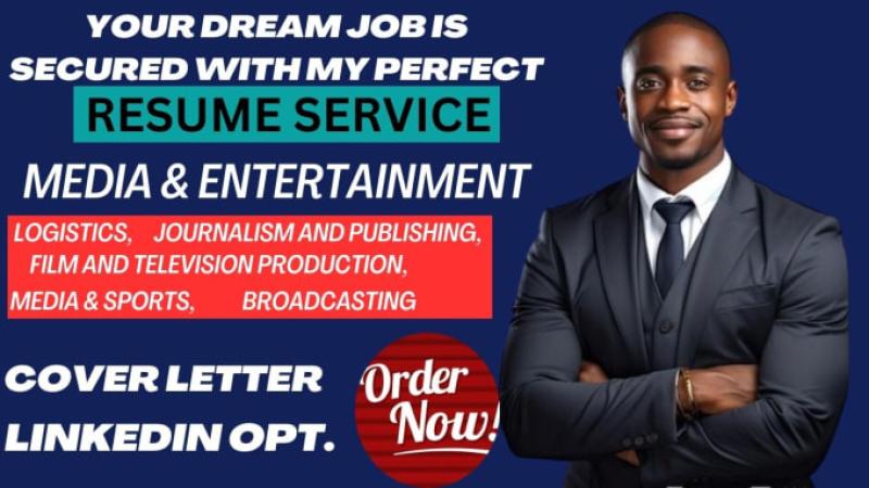 I will craft a media and entertainment ATS optimized resume, cover letter, and LinkedIn profile