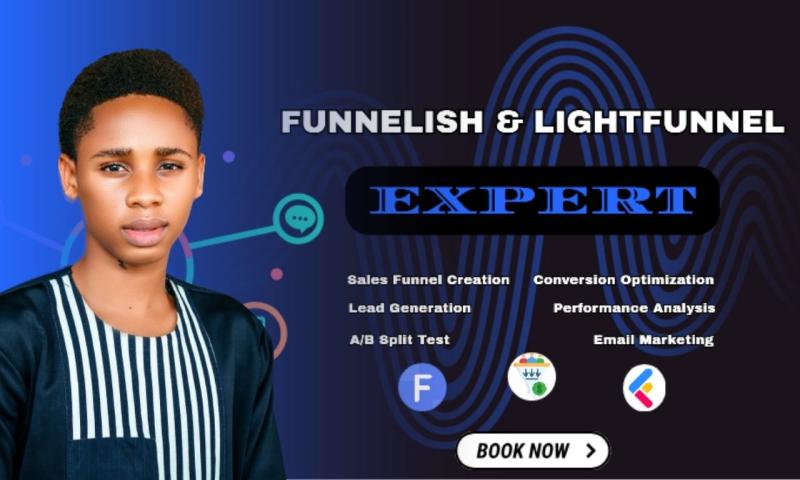 I will Build, Clone High Converting Sales Funnel on Funnelish, Lightfunnel, Builderall