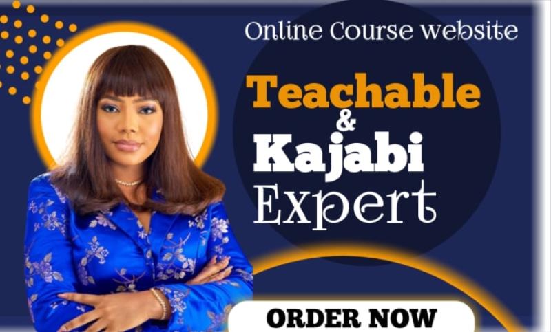 I will kajabi website design kajabi sales funnel, thinkific, teachable, podia website