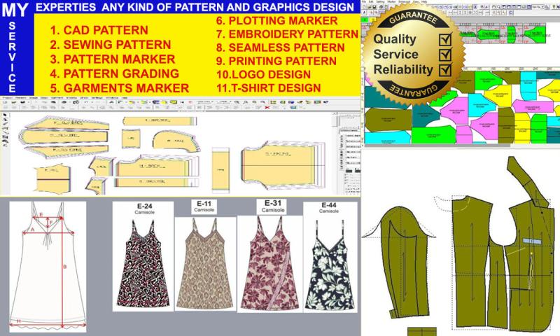 I will create garment patterns, seamless patterns, and embroidery designs