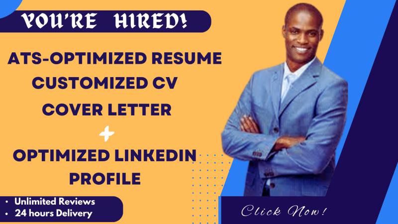 I will write a professional ATS resume, CV, cover letter, and optimize your LinkedIn