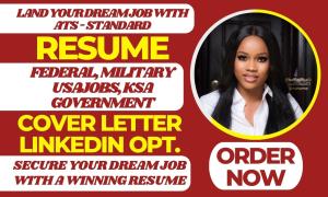 I will draft federal, military, veteran, ksa, usajob, govt, canadian, executive resume