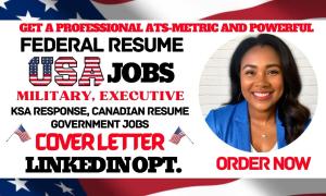 I will write federal, KSA, military, veteran, government, USAJobs, executive, ECQs