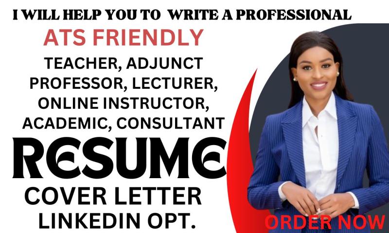 I will write teacher, online instructor, adjunct professor, sales, and sdr resume