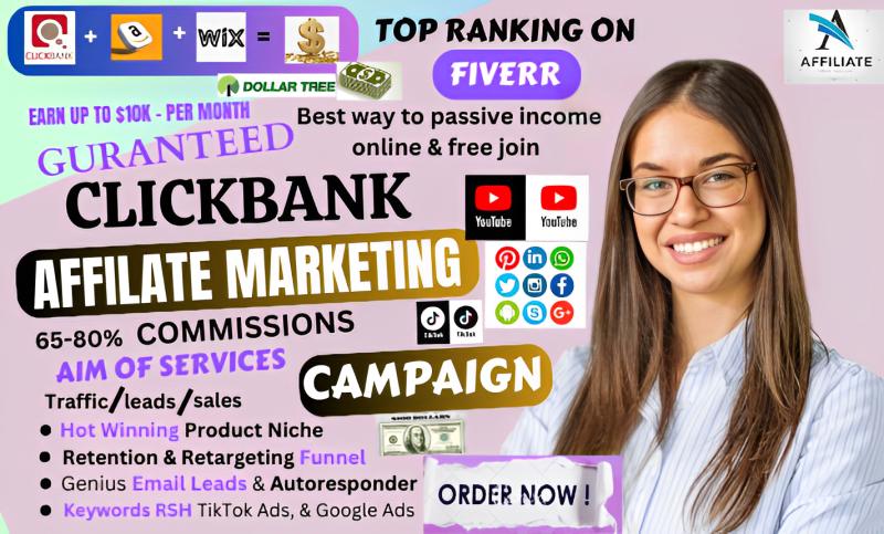I will build Wix Clickbank Affiliate Marketing, Sales Funnel, Amazon Affiliate Website