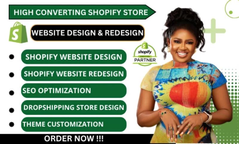 I will shopify website design shopify website redesign shopify store design