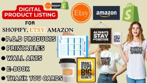 I will design digital products for ecommerce store, etsy, amazon, shopify