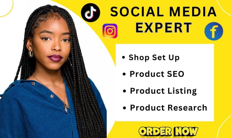 I will setup TikTok shop, TikTok ads, Facebook shop, Instagram shop, and be your social media manager