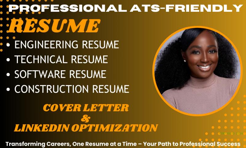 I will write engineering, tech, software resume writing, cover letter and linkedin opt