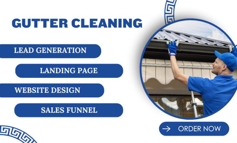 I will cleaning service gutter cleaning landing page cleaning website house cleaning