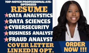 I will write data analyst, business analyst, soc, cybersecurity resume writing