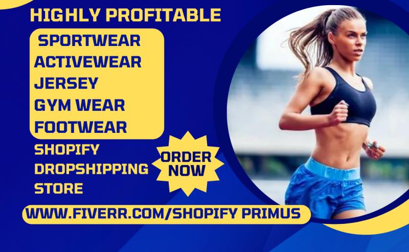 Shopify Store – Sportwear Activewear Jersey Gym Wear Dropshipping Store