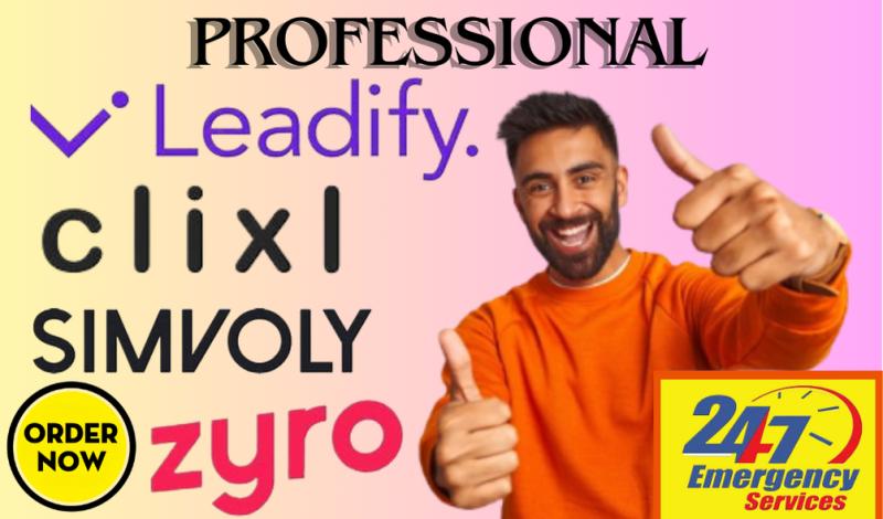 I will set up Simvoly, Clixlo landing pages, Leadific funnel, Clixlo Leadconector
