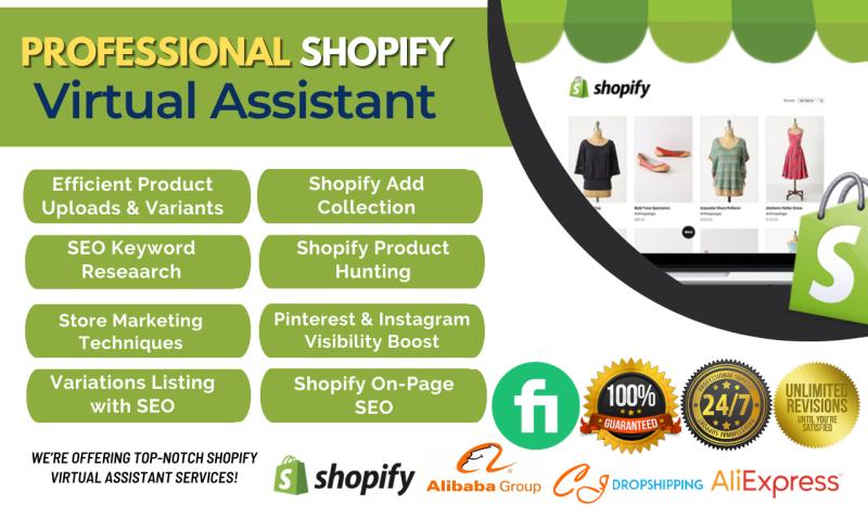 I will be professional Shopify virtual assistant and manager, Shopify data entry expert