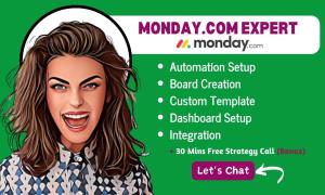 I will be your Monday consultant: setup Monday CRM, Monday automation boards, and Asana