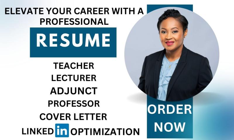 I will write professional resumes for teachers, online instructors, and adjunct professors