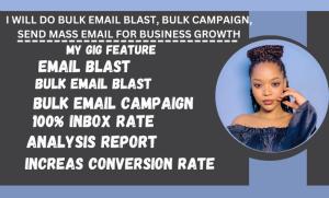 I will do bulk email blast, bulk email campaign, send bulk email for business growth