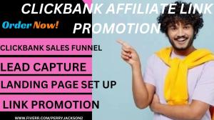 i will do clickbank affiliate marketing sales funnel, affiliate website link promotion