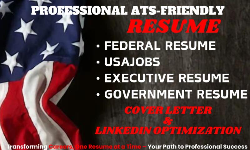 I will craft a federal, USA jobs, executive, government resume writing and cover letter