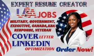 I will provide usajobs, federal, military, canada, veteran, executive, CEO, ksa response