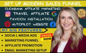 I WILL SET UP MODERN SALES FUNNEL FOR CLICKBANK AFFILIATE MARKETING, TRAVEL AFFILIATE