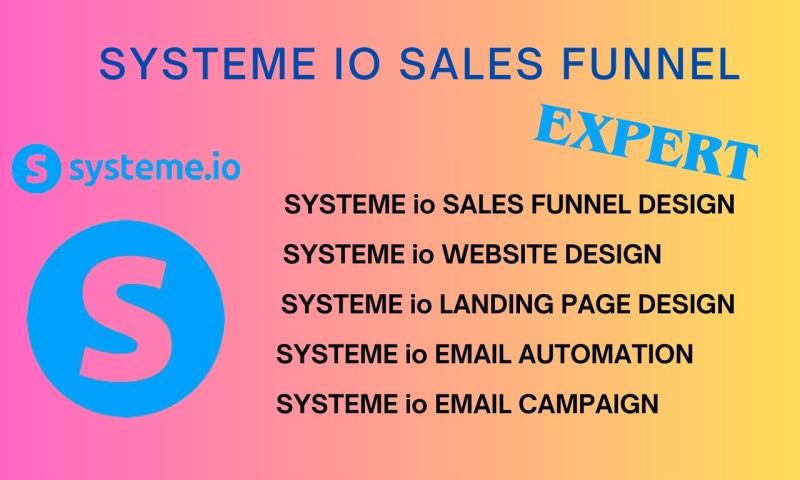 I will build systeme io sales funnel systeme io website landing page and membership