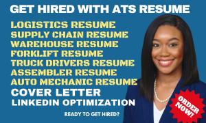 I will write logistics supply chain forklift truck drivers ats resume and cover letter