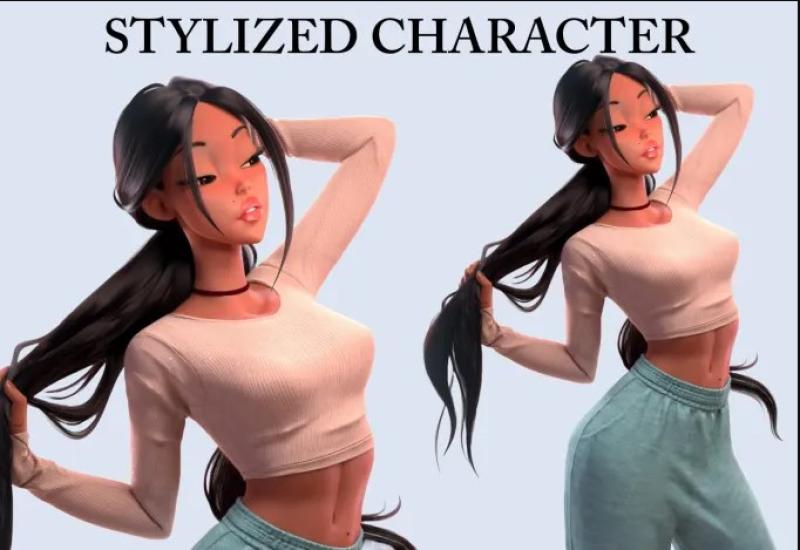 I will design a professional stylized 3D character modeling and retopology in Blender