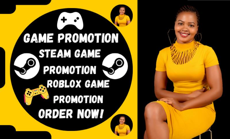 I will run organic steam game promotion, roblox, pc, online game to get wishlists