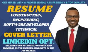 I will write software engineer, construction, architecture, consultant resume writing