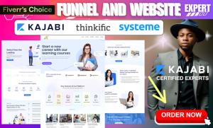 I will build expert kajabi online course website, systeme io thinkific sales funnel ghl
