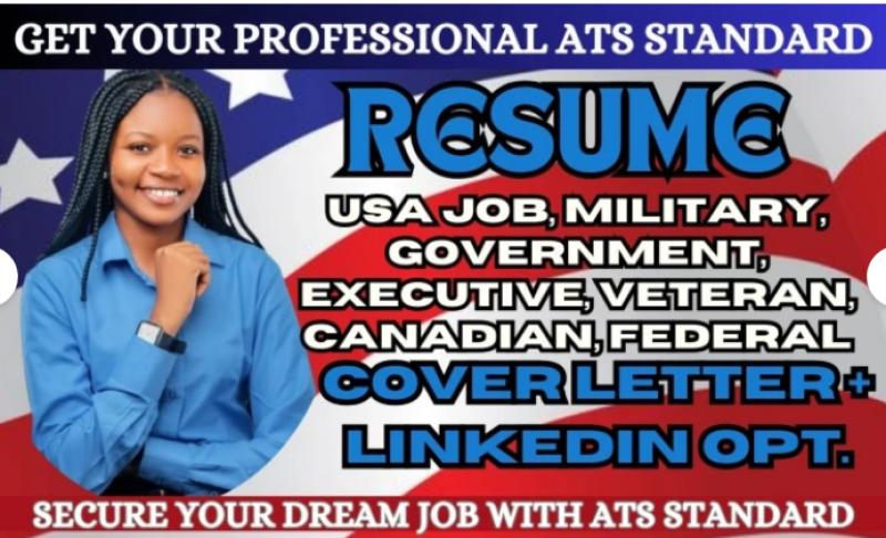 I will craft standard federal resume, military, veteran, ksa, USA jobs, canada