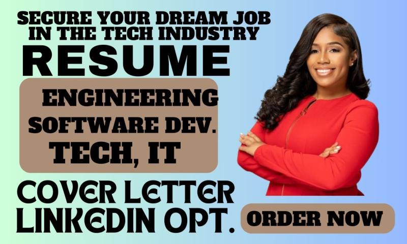 I will write software engineering, software developer, IT, tech resume and cover letter