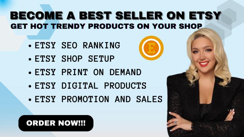 I will setup Etsy shop with Etsy SEO, Etsy listing, and Etsy digital products for Etsy sales