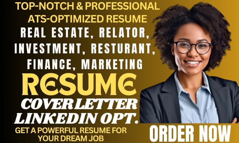I will write your real estate resume, investment resume, project management and CEO