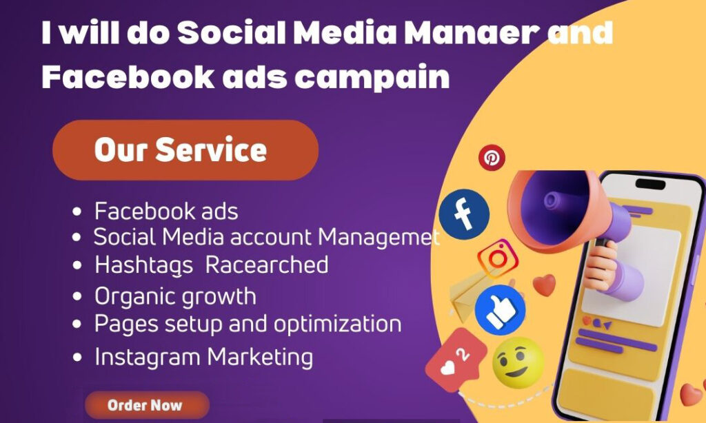 I will be social media manager and facebook ads campaign