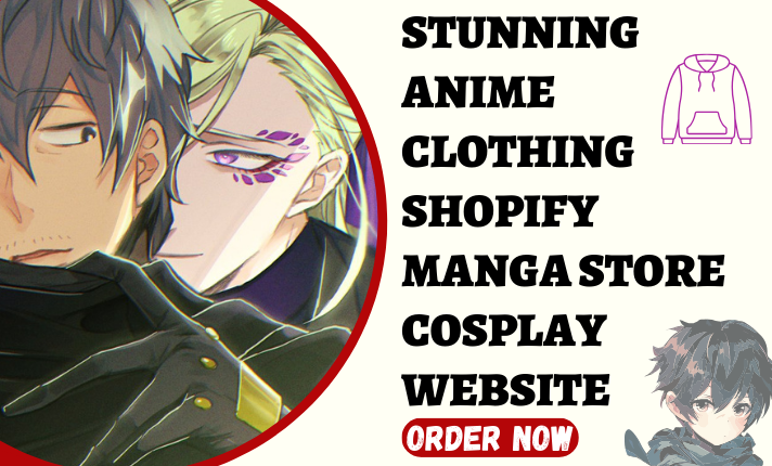 I will design stunning anime clothing shopify manga otaku shonen store cosplay website