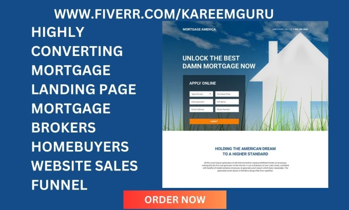 I will build mortgage landing page mortgage brokers homebuyers website sales funnel