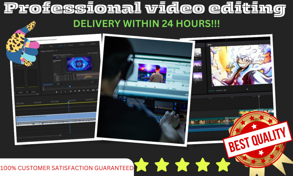 I will do professional video editing and clipping within 24 hours