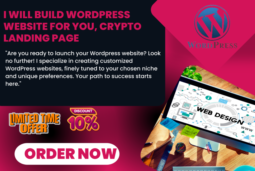 I will build wordpress website for you, crypto landing page