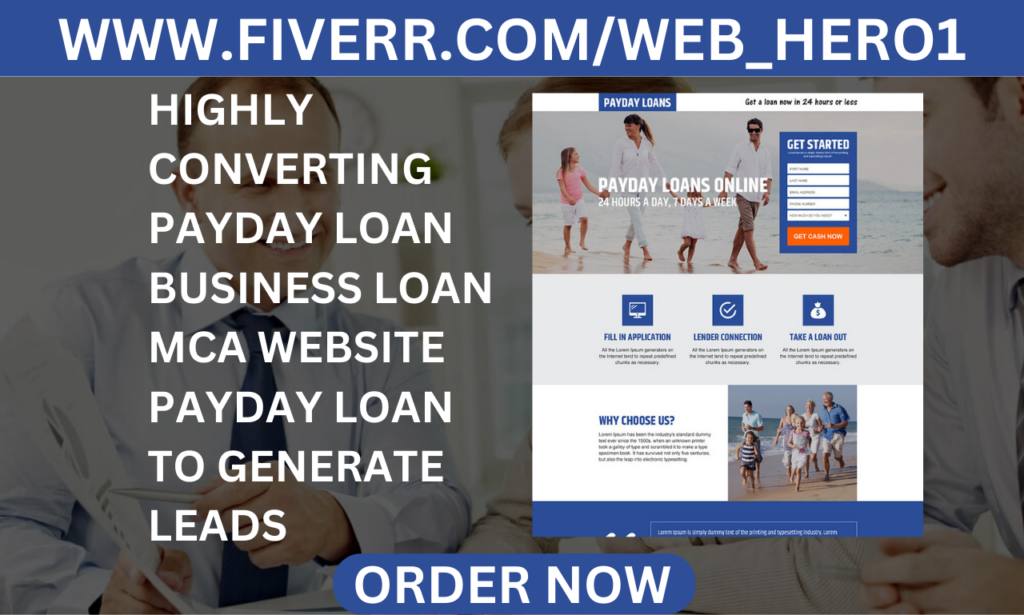 design payday loan, business loan, mca website payday loan to generate leads