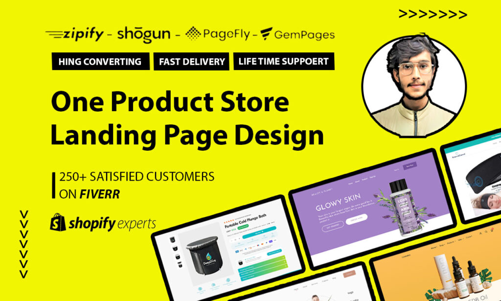 I will create shopify one product store, shopify landing page by pagefly,gempages,shogun