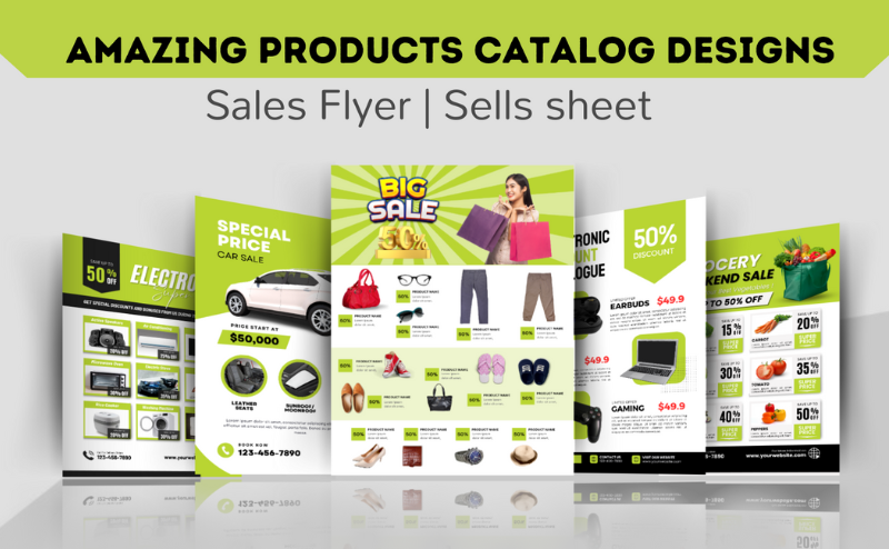 I will design attractive product catalog flyer, sales sheet one pager